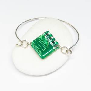 Μπρασελέ επάργυρο (double silver plated), 2 όψεων, με υγρό γυαλί στη μία πλευρά