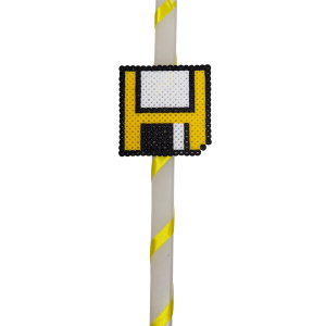 Λαμπάδα με ρίγα - Κίτρινη Δισκέτα pixel art (Χειροποίητη)