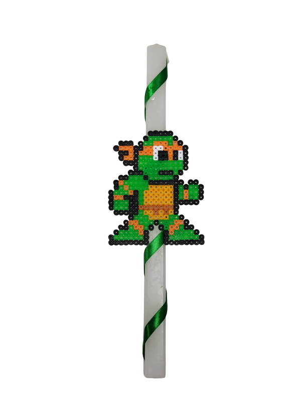 Λαμπάδα με Χελωνονιντζάκι Michelangelo χειροποίητο pixel art