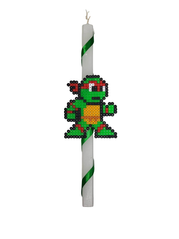 Λαμπάδα με Χελωνονιντζάκι Raffaello χειροποίητο pixel art