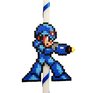 Λαμπάδα με ρίγα - φιγούρα του Mega Man-X χειροποίητη pixel art