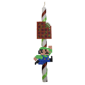 Λαμπάδα Luigi Dubai Chocolate - χειροποίητη pixel art